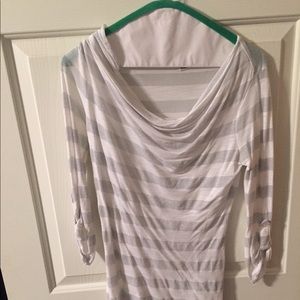 Banana Republic silver and white stripe top